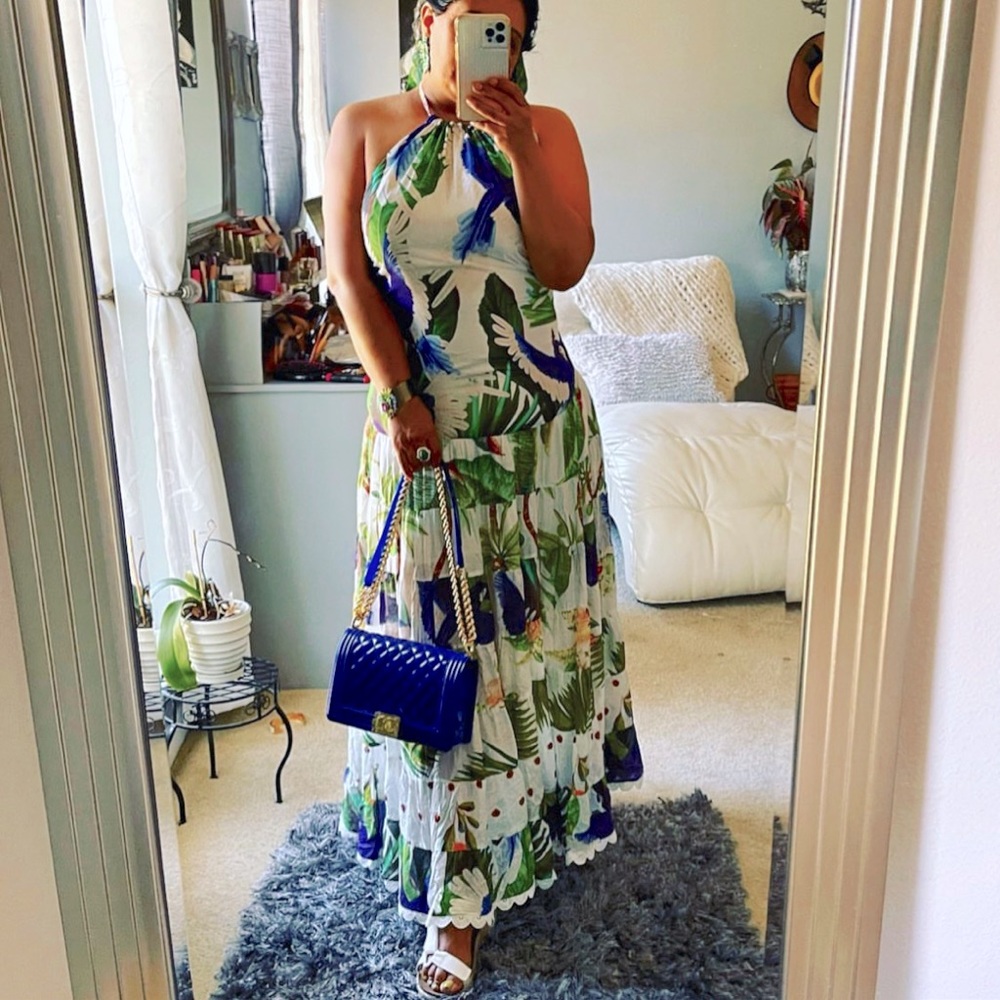 Farm Rio Mixed Palm Maxi Dress In  Multi